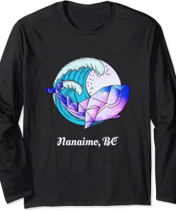 Nanaimo BC Japanese Paint Geometric Orca Killer Whale Long Sleeve T-Shirt